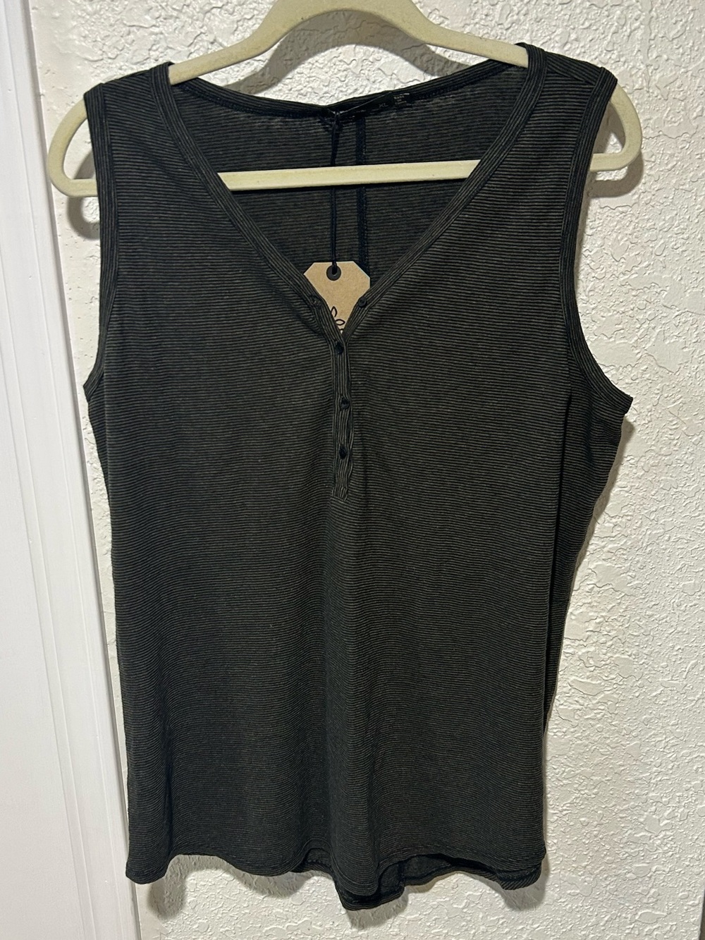 NWT Prana Black Sleeveless Henley Tank Size X Large